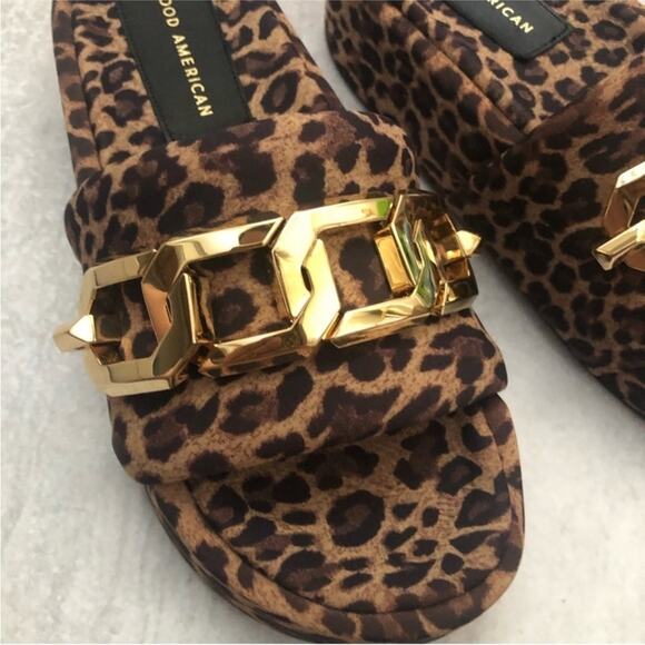Good American Leopard Chain Platform Slide Sandal NEW - Picture 3 of 9